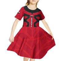 Egypt Flag Emblem Kid Short Sleeve Dress with Red Black Bold Spirit
