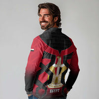 Egypt Flag Emblem Long Sleeve Polo Shirt with Red Black Bold Spirit