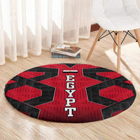 Egypt Flag Emblem Round Carpet with Red Black Bold Spirit
