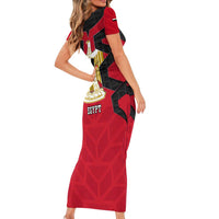 Egypt Flag Emblem Short Sleeve Bodycon Dress with Red Black Bold Spirit