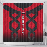 Egypt Flag Emblem Shower Curtain with Red Black Bold Spirit