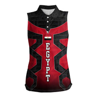 Egypt Flag Emblem Women Sleeveless Polo Shirt with Red Black Bold Spirit