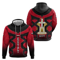 Egypt Flag Emblem Zip Hoodie with Red Black Bold Spirit