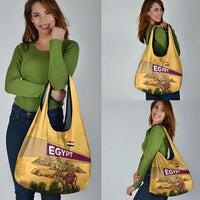 Egyptian Pyramids and Anubis Grocery Bag with Camel Caravan Desert