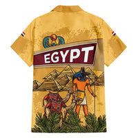 Egyptian Pyramids and Anubis Hawaiian Shirt with Camel Caravan Desert