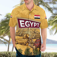 Egyptian Pyramids and Anubis Hawaiian Shirt with Camel Caravan Desert