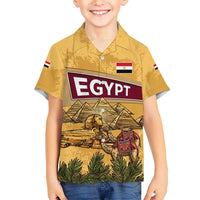 Egyptian Pyramids and Anubis Hawaiian Shirt with Camel Caravan Desert