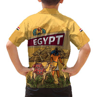 Egyptian Pyramids and Anubis Hawaiian Shirt with Camel Caravan Desert