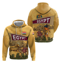 Egyptian Pyramids and Anubis Hoodie with Camel Caravan Desert