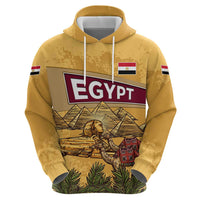 Egyptian Pyramids and Anubis Hoodie with Camel Caravan Desert