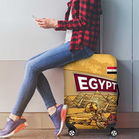 Egyptian Pyramids and Anubis Luggage Cover with Camel Caravan Desert
