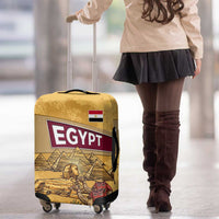 Egyptian Pyramids and Anubis Luggage Cover with Camel Caravan Desert