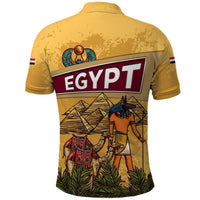Egyptian Pyramids and Anubis Polo Shirt with Camel Caravan Desert