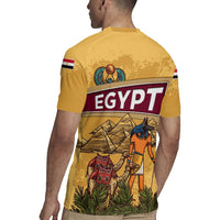 Egyptian Pyramids and Anubis Rugby Jersey with Camel Caravan Desert