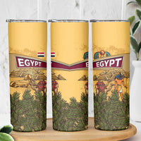 Egyptian Pyramids and Anubis Skinny Tumbler with Camel Caravan Desert