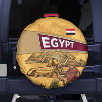 Egyptian Pyramids and Anubis Spare Tire Cover with Camel Caravan Desert
