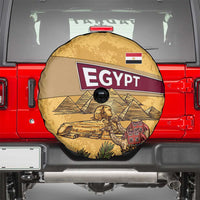 Egyptian Pyramids and Anubis Spare Tire Cover with Camel Caravan Desert