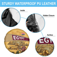 Egyptian Pyramids and Anubis Spare Tire Cover with Camel Caravan Desert