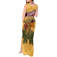 Egyptian Pyramids and Anubis Tank Maxi Dress with Camel Caravan Desert