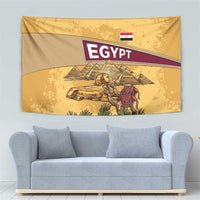 Egyptian Pyramids and Anubis Tapestry with Camel Caravan Desert