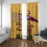 Egyptian Pyramids and Anubis Window Curtain with Camel Caravan Desert