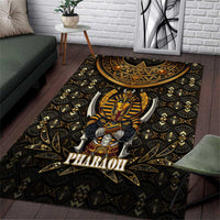 Pharaoh King Tut Egypt Area Rug with Hieroglyphic Gold Pattern