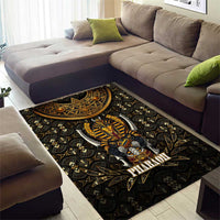 Pharaoh King Tut Egypt Area Rug with Hieroglyphic Gold Pattern