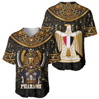 Pharaoh King Tut Egypt Baseball Jersey with Hieroglyphic Gold Pattern