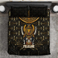 Pharaoh King Tut Egypt Bedding Set with Hieroglyphic Gold Pattern