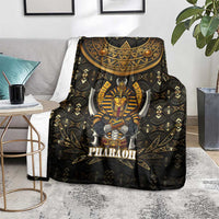 Pharaoh King Tut Egypt Blanket with Hieroglyphic Gold Pattern