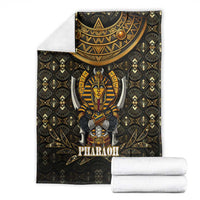 Pharaoh King Tut Egypt Blanket with Hieroglyphic Gold Pattern