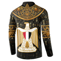 Pharaoh King Tut Egypt Button Sweatshirt with Hieroglyphic Gold Pattern