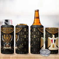 Pharaoh King Tut Egypt 4 in 1 Can Cooler Tumbler with Hieroglyphic Gold Pattern