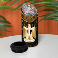Pharaoh King Tut Egypt 4 in 1 Can Cooler Tumbler with Hieroglyphic Gold Pattern