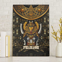 Pharaoh King Tut Egypt Canvas Wall Art with Hieroglyphic Gold Pattern
