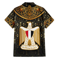 Pharaoh King Tut Egypt Family Matching Long Sleeve Bodycon Dress and Hawaiian Shirt with Hieroglyphic Gold Pattern