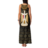 Pharaoh King Tut Egypt Family Matching Tank Maxi Dress and Hawaiian Shirt with Hieroglyphic Gold Pattern