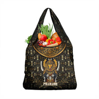 Pharaoh King Tut Egypt Grocery Bag with Hieroglyphic Gold Pattern