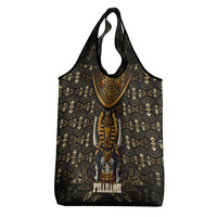 Pharaoh King Tut Egypt Grocery Bag with Hieroglyphic Gold Pattern
