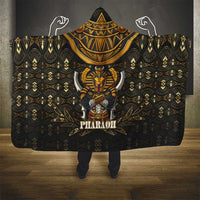 Pharaoh King Tut Egypt Hooded Blanket with Hieroglyphic Gold Pattern