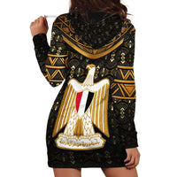 Pharaoh King Tut Egypt Hoodie Dress with Hieroglyphic Gold Pattern