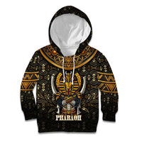 Pharaoh King Tut Egypt Kid Hoodie with Hieroglyphic Gold Pattern