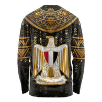 Pharaoh King Tut Egypt Long Sleeve Shirt with Hieroglyphic Gold Pattern