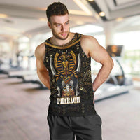 Pharaoh King Tut Egypt Men Tank Top with Hieroglyphic Gold Pattern