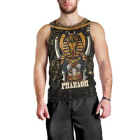 Pharaoh King Tut Egypt Men Tank Top with Hieroglyphic Gold Pattern