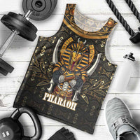 Pharaoh King Tut Egypt Men Tank Top with Hieroglyphic Gold Pattern