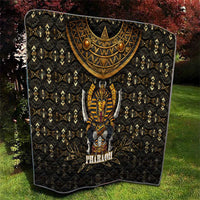 Pharaoh King Tut Egypt Quilt with Hieroglyphic Gold Pattern