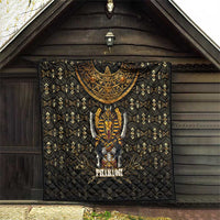 Pharaoh King Tut Egypt Quilt with Hieroglyphic Gold Pattern