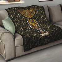 Pharaoh King Tut Egypt Quilt with Hieroglyphic Gold Pattern