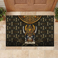 Pharaoh King Tut Egypt Rubber Doormat with Hieroglyphic Gold Pattern
